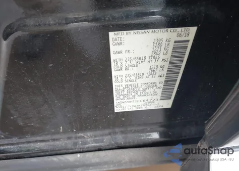 2018 Nissan Murano Sl z USA, uszkodzony, nr VIN 5N1AZ2MH7JN164223